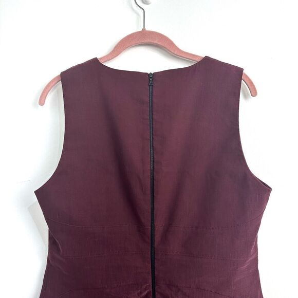 Judith & Charles Plum Sleeveless V-Neck Linen Blend Sheath Dress Sz 12 - Picture 5 of 13